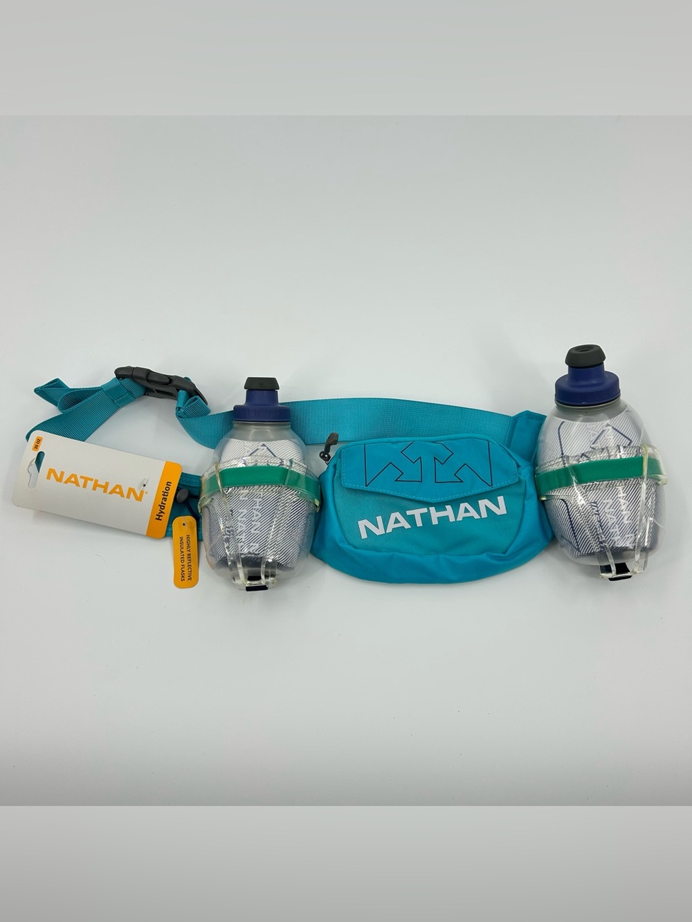 NWT Natan Teal Hydration Belt with Dual Bottles